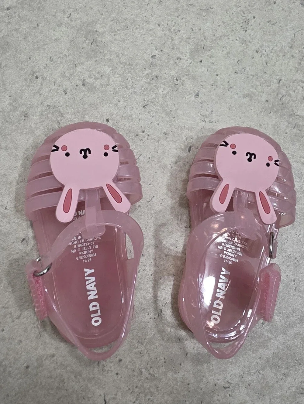 Old Navy Kids' Pink Jelly Sandals with Bunny Accent